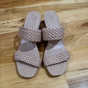 a new day Blush Braided Double-Strap Slide Sandals